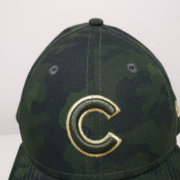 Chicago Cubs Hat Cap Fitted Small 7 1/8 Camo New Era Military Armed Forces MLB - Picture 2 of 11